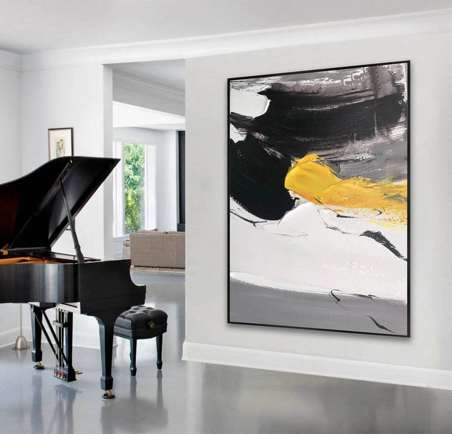 Minimalist Gray Office Abstract Canvas Artwork D2AX7 wall art